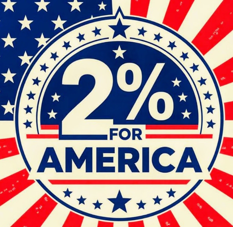 2% for America badge